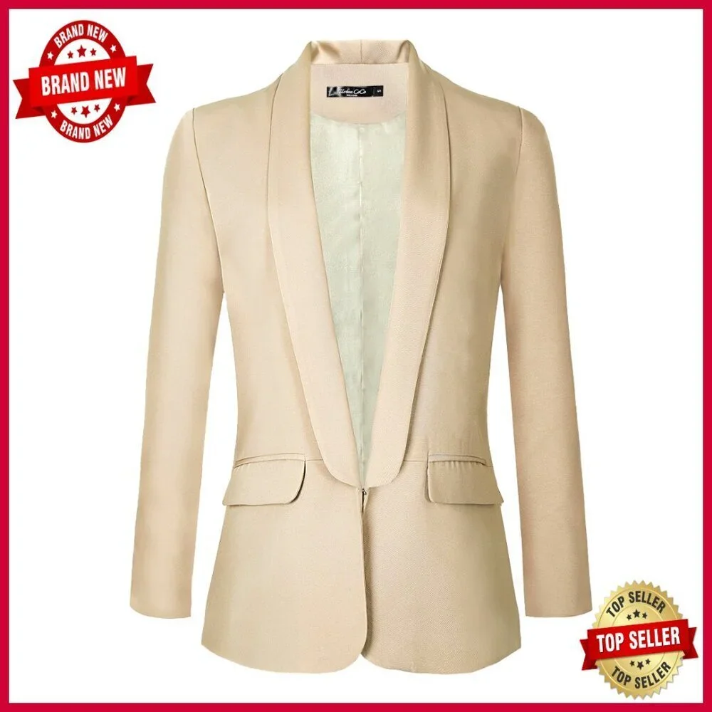 Women's Office Blazer Open Front Professional Work Jacket Polyester